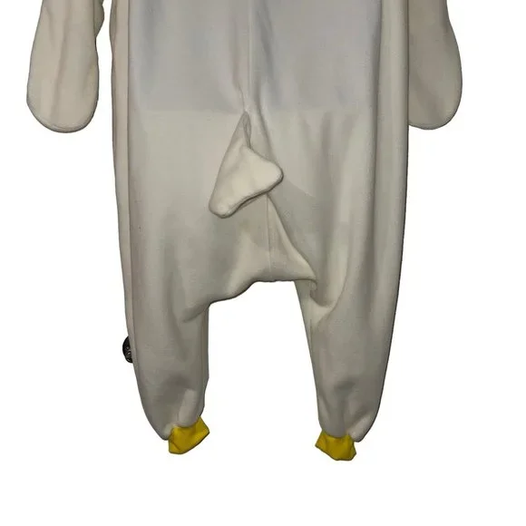 Fleece Chicken Rooster Unionsuit Costume Mens M Cream Halloween Hooded Oversized - Picture 9 of 10